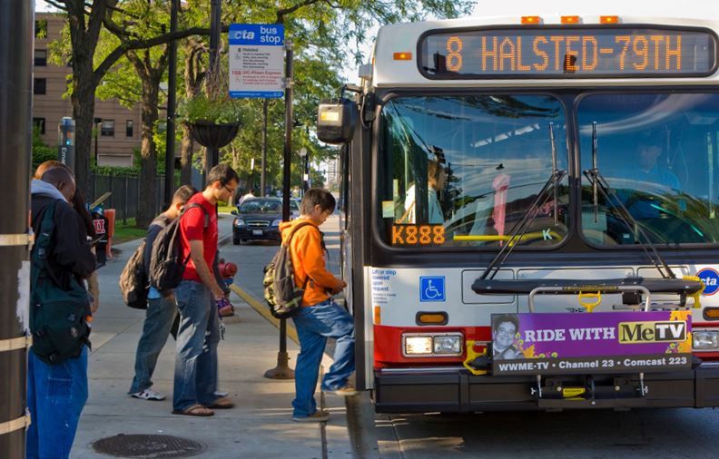 Students boarding into BUS