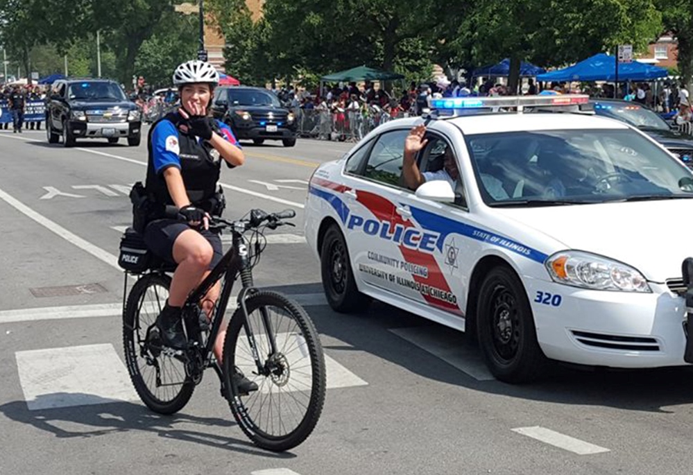 UIC Police on bike and in patrol car