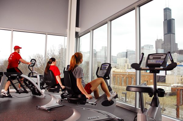 UIC Students workout with view