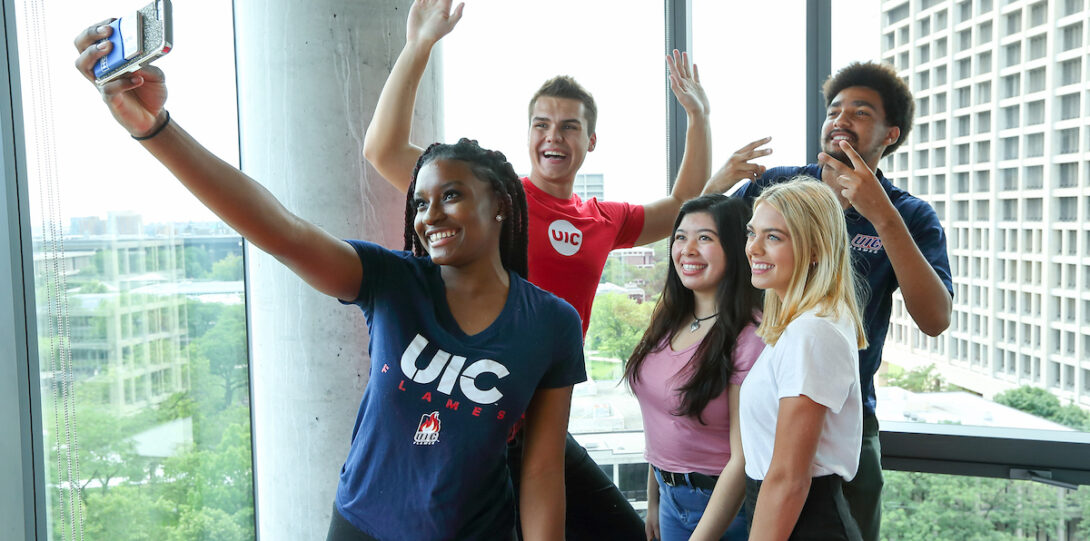 students taking a selfie