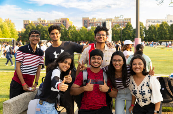 happy students outside